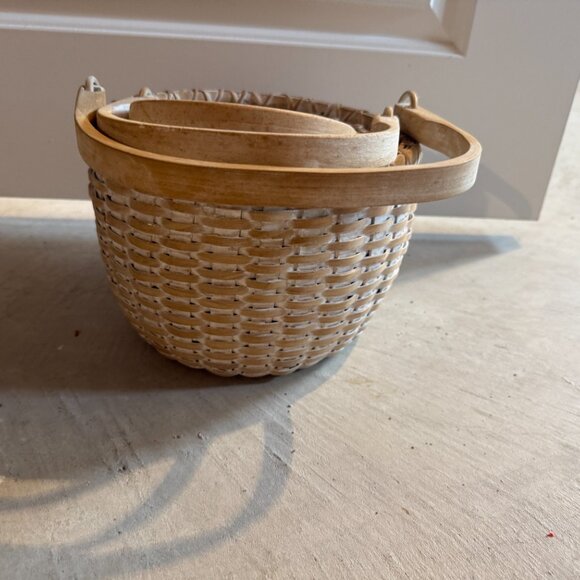 Vintage Wooden Woven Nesting Basket Set of 3 Natural Farmhouse Decor Storage - Picture 7 of 8